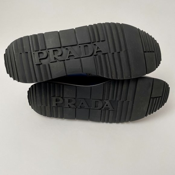 Prada Vit Montana Calf Leather Platform Wing Tip Brogues, Black/Navy, Size 11 - Picture 10 of 16